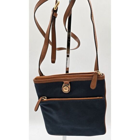Michael Kors Navy & Brown Crossbody Bag With Zip Closure with COA - Picture 8 of 12